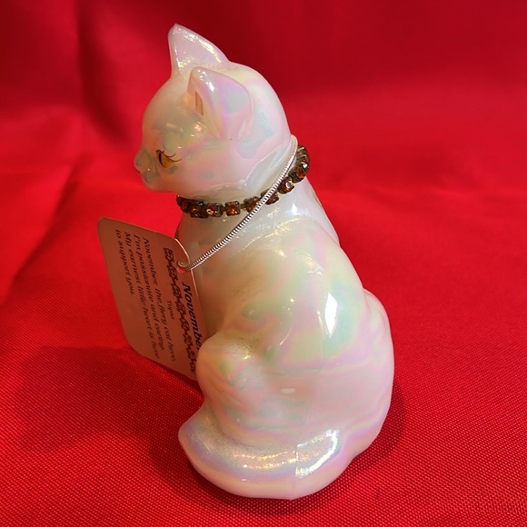 Vintage Fenton Opalescent Hand Painted Cat - November / Topaz - Picture 6 of 11